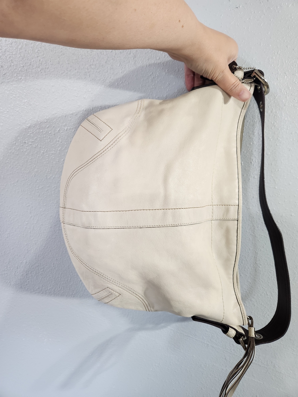 Coach Cream Leather Hobo Dark Brown Strap Y2k Xl Hobo… - Gem